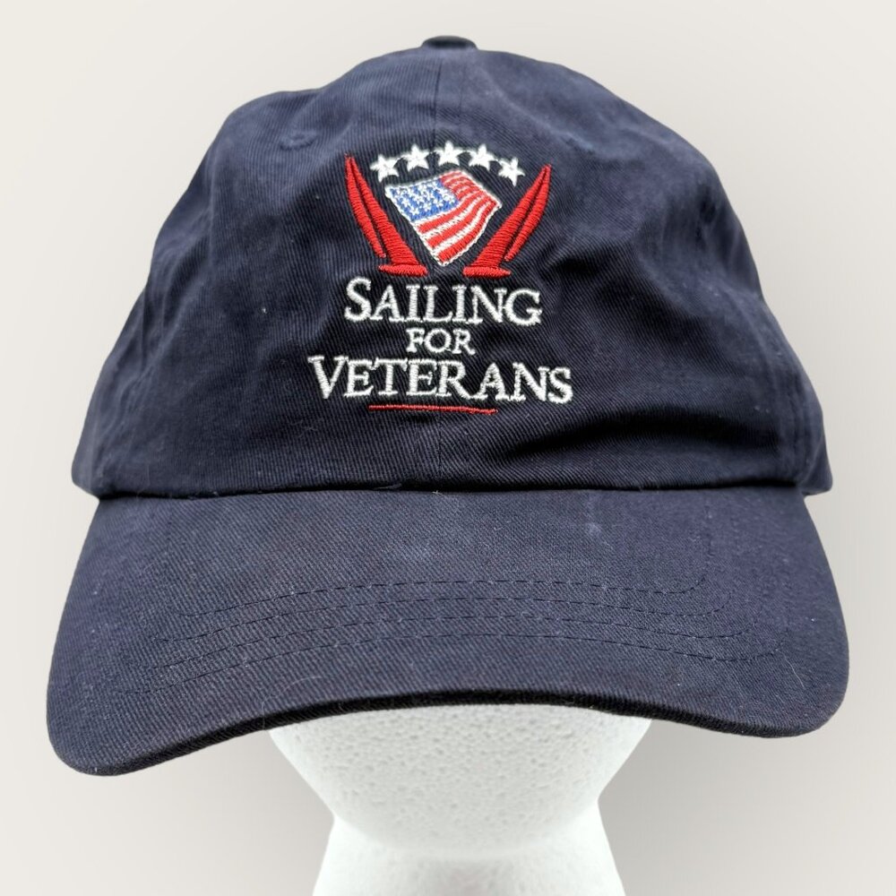 Sailing for Veterans Navy Blue Embroidered Baseball Cap Adjustable Cotton